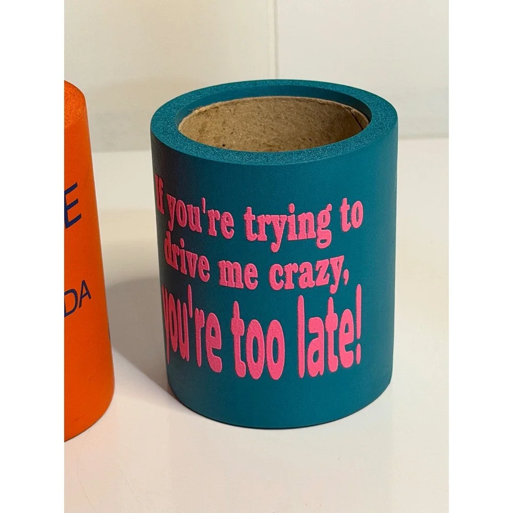 VTG Can Cooler‎ Set Orange Teal Retro Mt Rose Novelty Foam Koozie Collectible